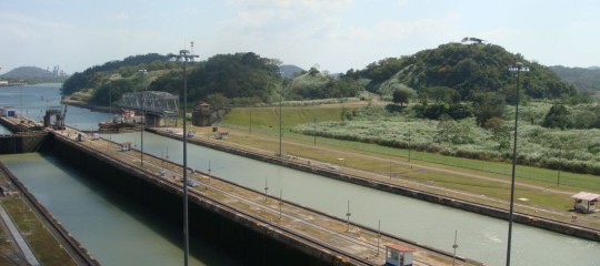 Miraflores locks on the Panama Canal