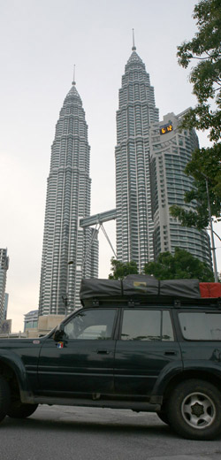 The expedition makes it to the Petronas towers.