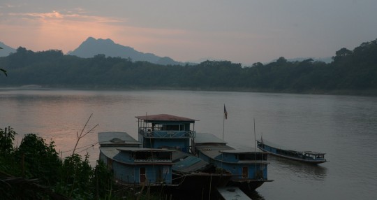 Sunset on the Mekong River in Luang Prabang.