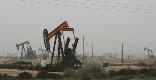 Oil field before Porterville, Ca.
